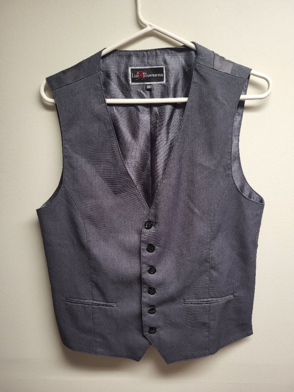 Lief Horsens Gray Dress Vest Men's Size 38R Button Front Formal Waistcoat